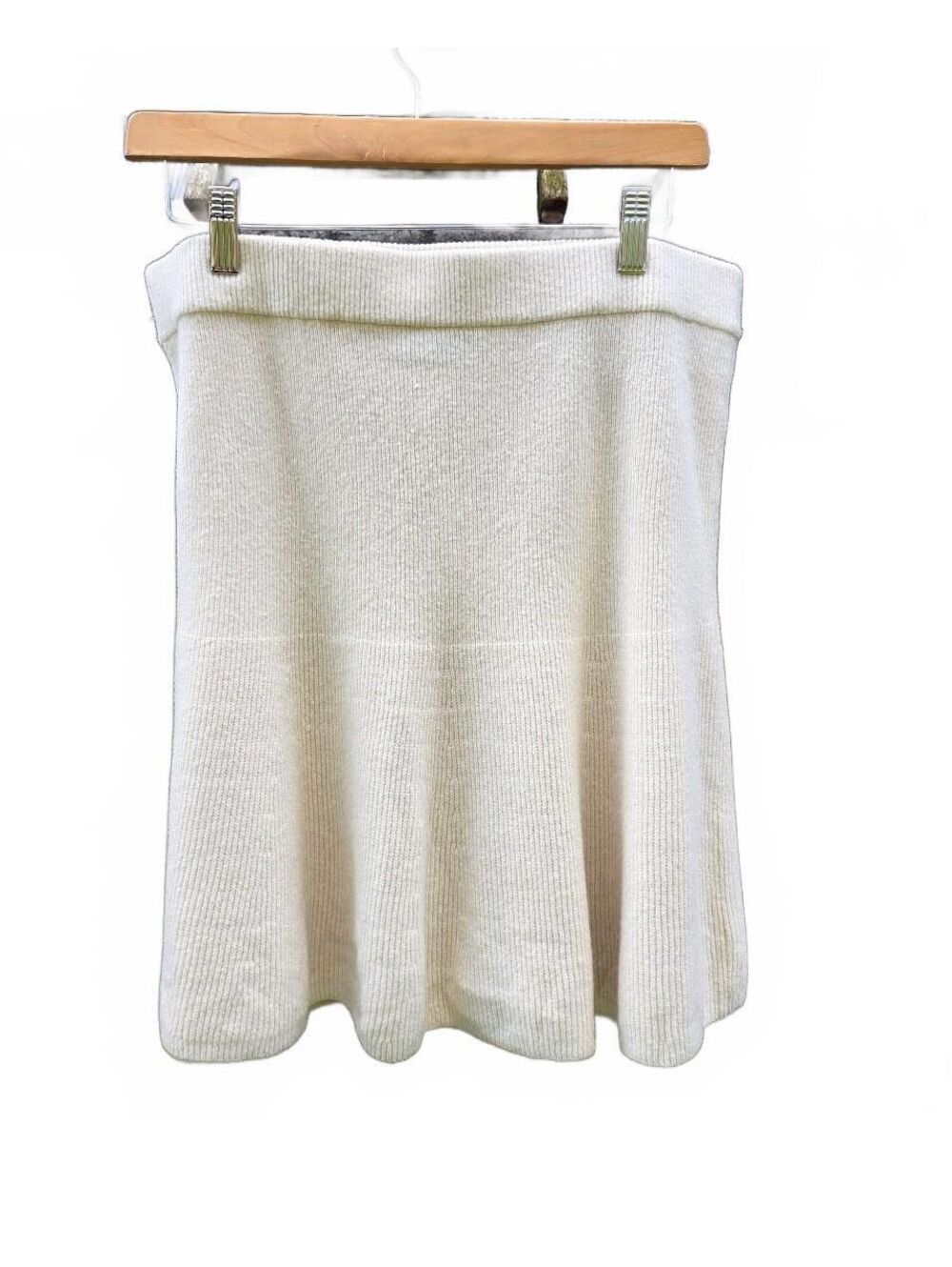 Gap Flared A-Line Mini Skirt Ribbed Knit Cream Pull On New With Tags Large/Tall - Picture 6 of 8